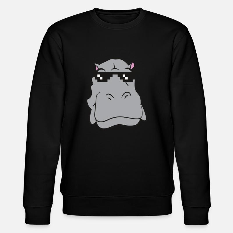 Hippo - Head with sunglasses - Stanley/Stella CHANGER Unisex Organic Sweatshirt - black