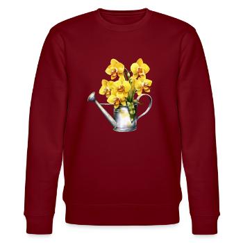 Arrosoir Fleurs Fleurs Orchidée Jaune Mariage - Sweat bio CHANGER Stanley/Stella Unisexe - bordeaux - Devant - Nik (191cm) & Marisol (170cm)