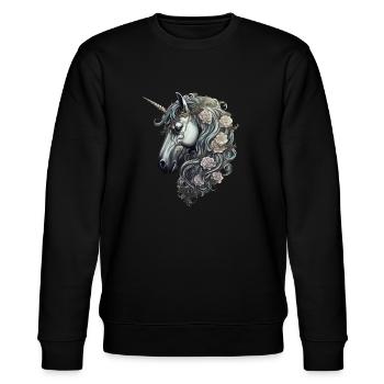 Goth Gothic Licorne Mystique Horreur Roses Blanches - Sweat bio CHANGER Stanley/Stella Unisexe - noir - Devant - Nik (191cm) & Marisol (170cm)