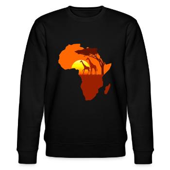 Afrika Giraffe Giraffen Reisen Urlaub Geschenk - Stanley/Stella Unisex Bio-Sweatshirt CHANGER  - Schwarz - Vorne - Nik (191cm) & Marisol (170cm)