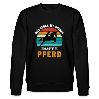 Das Leben ist besser mit Pferd - Stanley/Stella Unisex Bio-Sweatshirt CHANGER  - Schwarz - Vorne - Nik (191cm) & Marisol (170cm)
