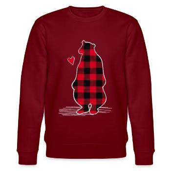 Familie Bär Pyjama Kariert - Stanley/Stella Unisex Bio-Sweatshirt CHANGER  - Burgunderrot - Vorne - Nik (191cm) & Marisol (170cm)