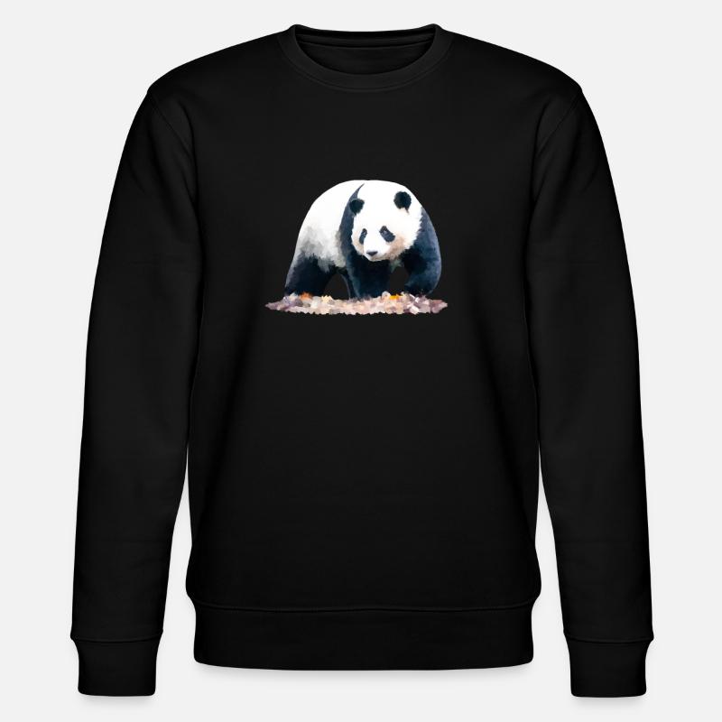 Panda Öl Zeichnung - Stanley/Stella Unisex Bio-Sweatshirt CHANGER  - Schwarz