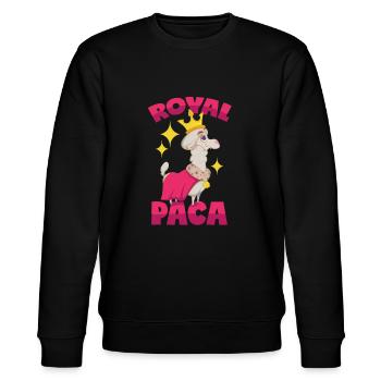 Royal Alpaca: Royalpaca puns - Stanley/Stella CHANGER Unisex Organic Sweatshirt - black - Front - Nik (191cm) & Marisol (170cm)