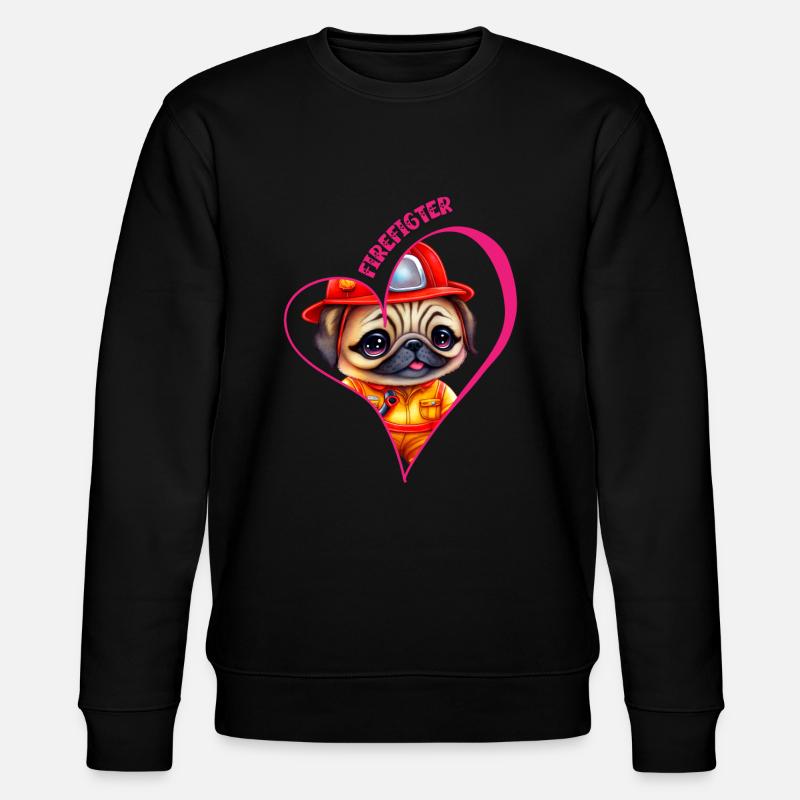Feuerwehrmann, Mopsliebe - Stanley/Stella Unisex Bio-Sweatshirt CHANGER  - Schwarz