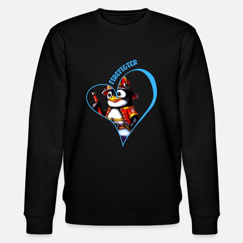 Pompier, pingouin amoureux - Sweat bio CHANGER Stanley/Stella Unisexe - noir