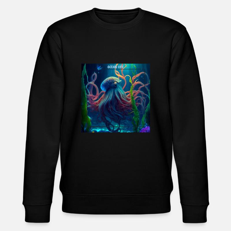 Meerestiere, wütender Oktopus - Stanley/Stella Unisex Bio-Sweatshirt CHANGER  - Schwarz