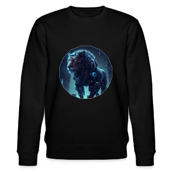 Cyber-Löwe - Stanley/Stella Unisex Bio-Sweatshirt CHANGER  - Schwarz - Vorne - Nik (191cm) & Marisol (170cm)