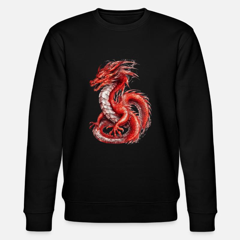 Red dragon, mistic animal - Stanley/Stella CHANGER Unisex Organic Sweatshirt - black
