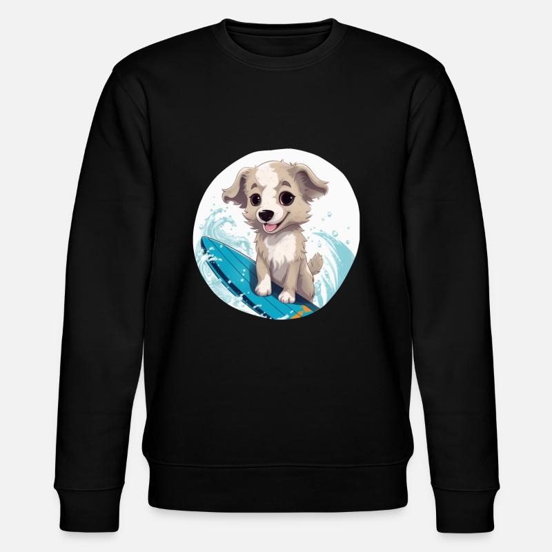 Surfende Tiere, süße Hunde - Stanley/Stella Unisex Bio-Sweatshirt CHANGER  - Schwarz