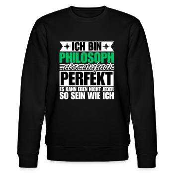 Perfekter Philosoph - Stanley/Stella Unisex Bio-Sweatshirt CHANGER  - Schwarz - Vorne - Nik (191cm) & Marisol (170cm)