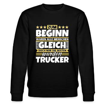 Zum Beginn gleich die besten wurden Zum Beginn gle - Stanley/Stella Unisex Bio-Sweatshirt CHANGER  - Schwarz - Vorne - Nik (191cm) & Marisol (170cm)