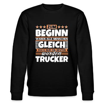 Zum Beginn gleich die besten wurden Zum Beginn gle - Stanley/Stella Unisex Bio-Sweatshirt CHANGER  - Schwarz - Vorne - Nik (191cm) & Marisol (170cm)