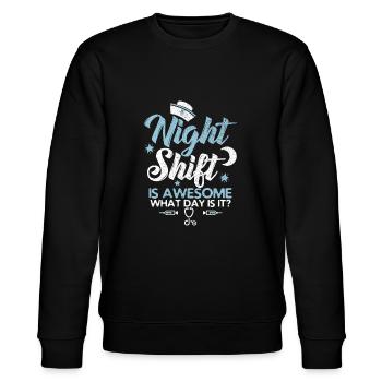 Nachtschicht ist fantastisch! - Stanley/Stella Unisex Bio-Sweatshirt CHANGER  - Schwarz - Vorne - Nik (191cm) & Marisol (170cm)