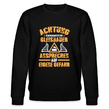 Gleisbauer lustiges Sprüche Geschenk - Stanley/Stella Unisex Bio-Sweatshirt CHANGER  - Schwarz - Vorne - Nik (191cm) & Marisol (170cm)