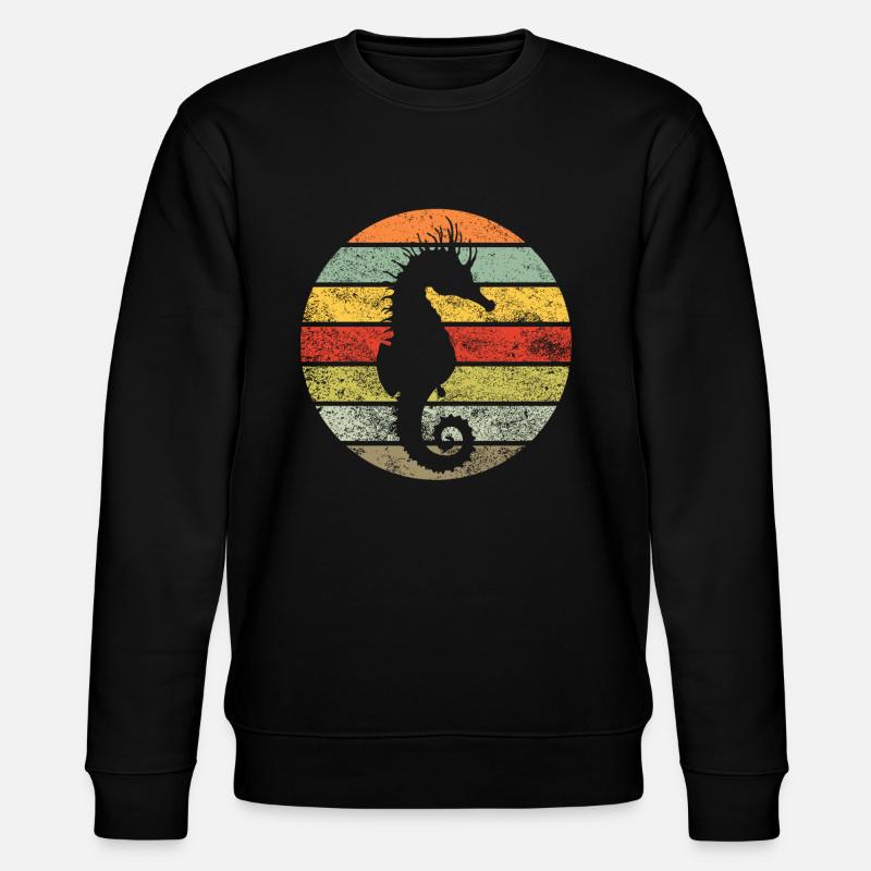 Seepferdchen Meerestiere Retro Geschenk Fische - Stanley/Stella Unisex Bio-Sweatshirt CHANGER - Schwarz