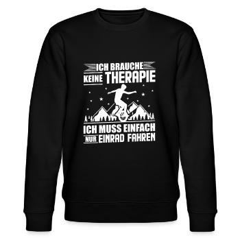 Lustiges Einrad Einradfahrer Geschenk - Stanley/Stella Unisex Bio-Sweatshirt CHANGER  - Schwarz - Vorne - Nik (191cm) & Marisol (170cm)