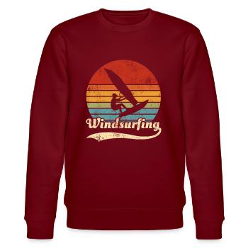 Windsurfing Windsurfer Retro Geschenkidee - Stanley/Stella Unisex Bio-Sweatshirt CHANGER  - Burgunderrot - Vorne - Nik (191cm) & Marisol (170cm)