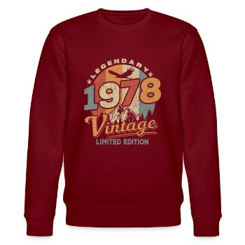 birthday 1978 - 45 years - Stanley/Stella CHANGER Unisex Organic Sweatshirt - burgundy - Front - Nik (191cm) & Marisol (170cm)