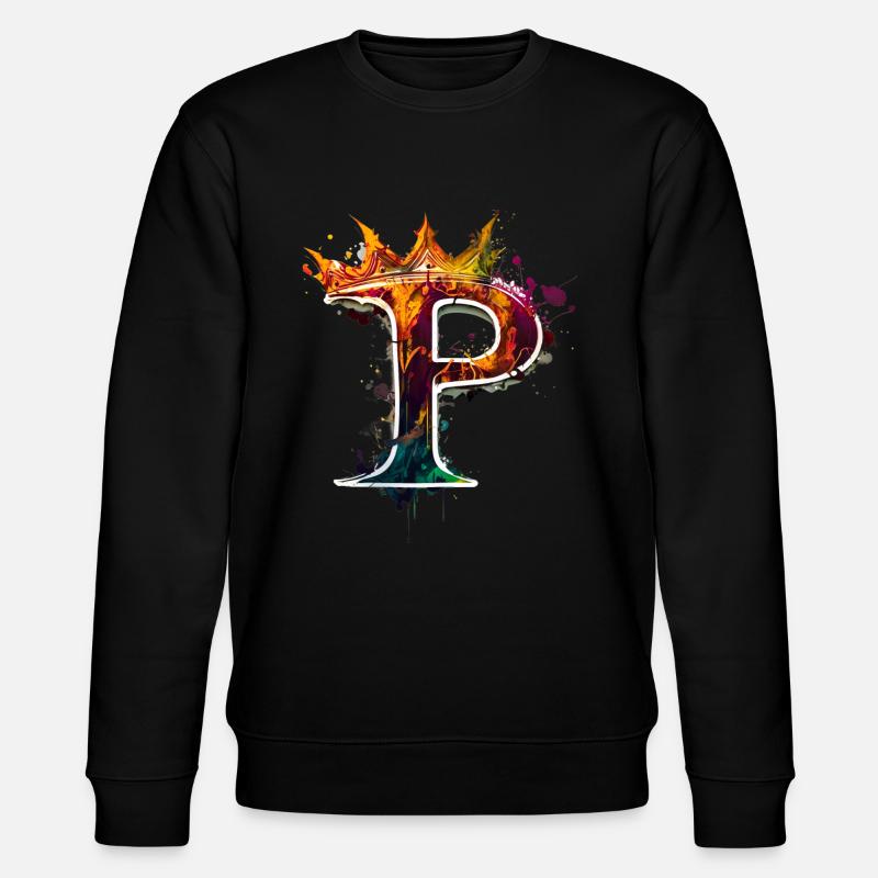 Graffiti Buchstabe P mit 👑 - Stanley/Stella Unisex Bio-Sweatshirt CHANGER - Schwarz