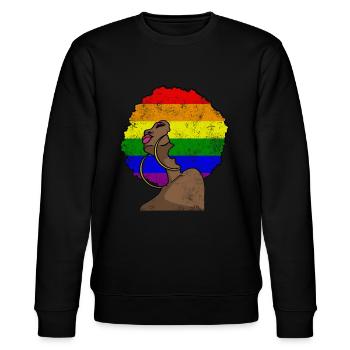 LGBTQ Black Afro Woman Lesbienne Homosexuelle Bi - Sweat bio CHANGER Stanley/Stella Unisexe - noir - Devant - Nik (191cm) & Marisol (170cm)