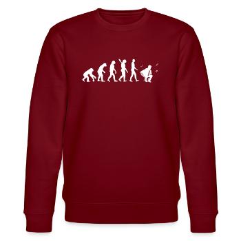 Akkordeon - Evolution des Menschen, Darwin - Stanley/Stella Unisex Bio-Sweatshirt CHANGER  - Burgunderrot - Vorne - Nik (191cm) & Marisol (170cm)