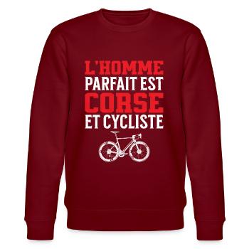 L'Homme Parfait Est Corse Cycliste - Sweat bio CHANGER Stanley/Stella Unisexe - bordeaux - Devant - Nik (191cm) & Marisol (170cm)