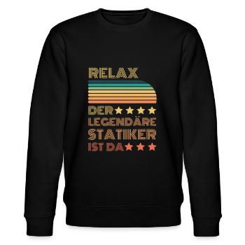 Relax der Legendäre Statiker ist hier Retro - Stanley/Stella Unisex Bio-Sweatshirt CHANGER  - Schwarz - Vorne - Nik (191cm) & Marisol (170cm)