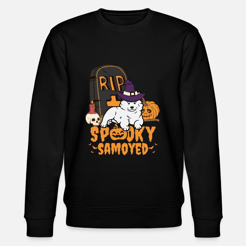 Cute Samoyed Halloween Dog - Stanley/Stella CHANGER Unisex Organic Sweatshirt - black