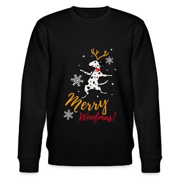 Dancing Dalmatian Merry Woofmas Herren - Stanley/Stella Unisex Bio-Sweatshirt CHANGER  - Schwarz - Vorne - Nik (191cm) & Marisol (170cm)