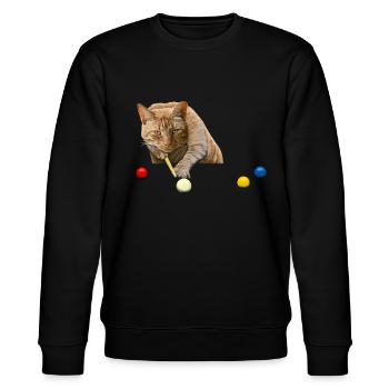 SNOOKER CAT - CAT PLAYING SNOOKER - POOL BILLIARDS - Stanley/Stella CHANGER Unisex Organic Sweatshirt - black - Front - Nik (191cm) & Marisol (170cm)