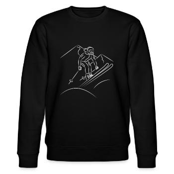 Skifahren in den Bergen - Stanley/Stella Unisex Bio-Sweatshirt CHANGER  - Schwarz - Vorne - Nik (191cm) & Marisol (170cm)