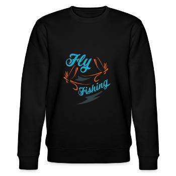 Fliegenfischen Angelliebhaber Vatertag Geschenk - Stanley/Stella Unisex Bio-Sweatshirt CHANGER  - Schwarz - Vorne - Nik (191cm) & Marisol (170cm)
