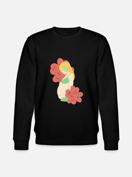 Flowers Pregnancy Pregnant Birth Gift - Stanley/Stella CHANGER Unisex Organic Sweatshirt - black
