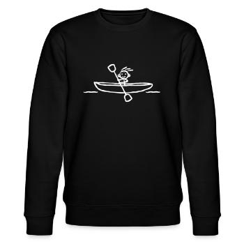 Kanu Kajak - Kanufahrer mit Doppelpaddel - Stanley/Stella Unisex Bio-Sweatshirt CHANGER  - Schwarz - Vorne - Nik (191cm) & Marisol (170cm)