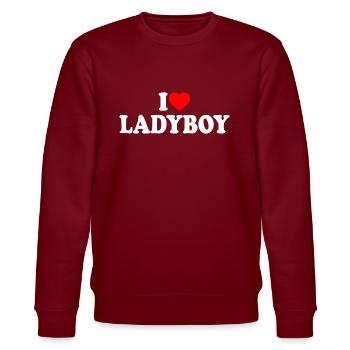 I love ladyboy - Stanley/Stella Unisex Bio-Sweatshirt CHANGER  - Burgunderrot - Vorne - Nik (191cm) & Marisol (170cm)