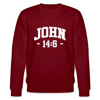 John 14:6 - Jesus Christ - Christian religion - Sweat bio CHANGER Stanley/Stella Unisexe - bordeaux - Devant - Nik (191cm) & Marisol (170cm)