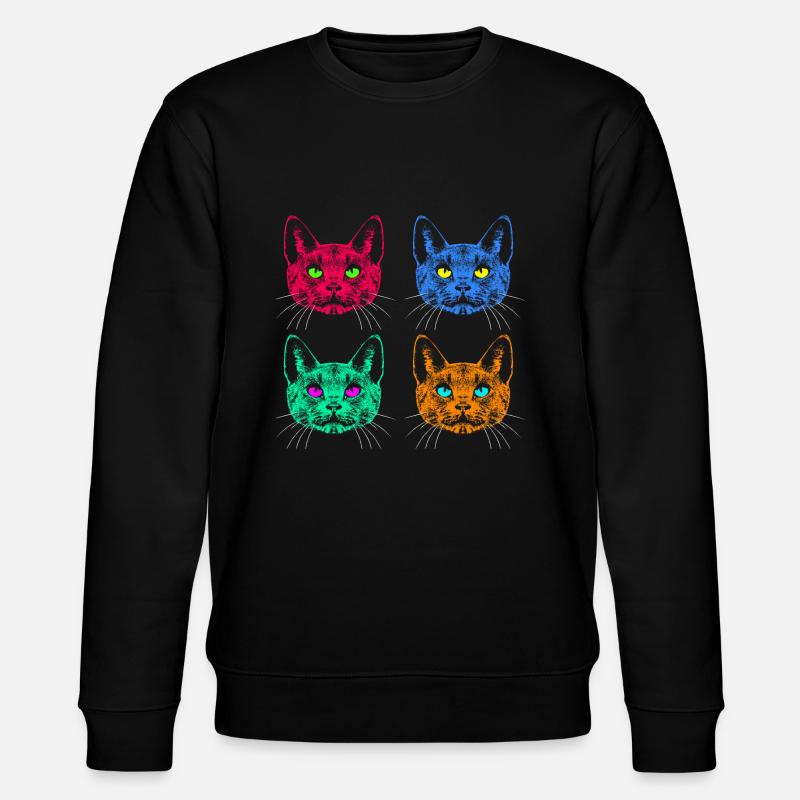 Vier Farben Katzen / Cats like Warhol - Stanley/Stella Unisex Bio-Sweatshirt CHANGER  - Schwarz