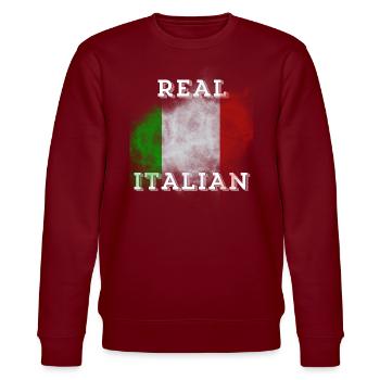 Italien T-Shirt Flagge Urlaub Sommer Palme - Stanley/Stella Unisex Bio-Sweatshirt CHANGER  - Burgunderrot - Vorne - Nik (191cm) & Marisol (170cm)