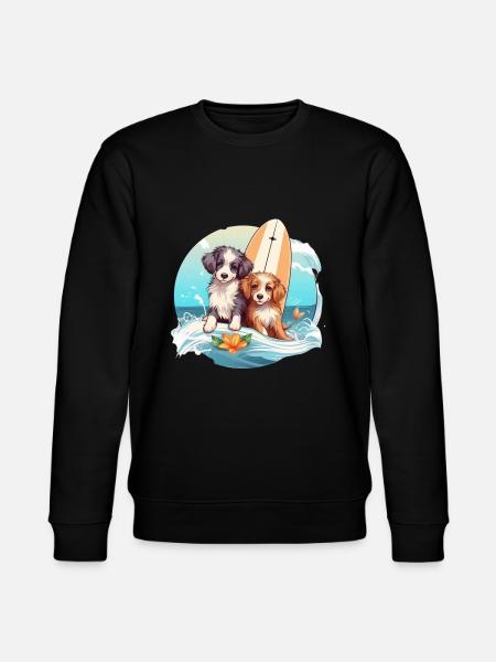 Two surfing dogs - Stanley/Stella CHANGER Unisex Organic Sweatshirt - black