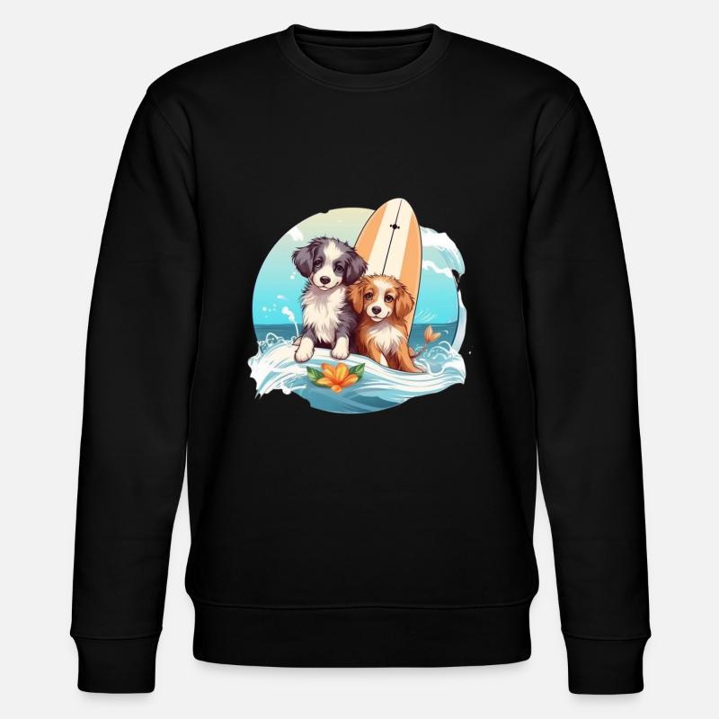 Zwei Surfhunde - Stanley/Stella Unisex Bio-Sweatshirt CHANGER  - Schwarz