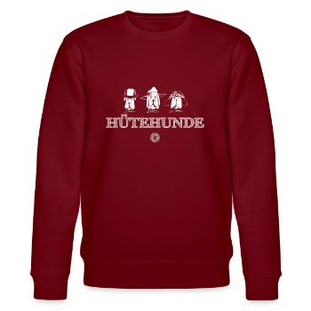 Hütehunde - DogTypoCollection lustiges Hundeshirt - Stanley/Stella Unisex Bio-Sweatshirt CHANGER  - Burgunderrot - Vorne - Nik (191cm) & Marisol (170cm)