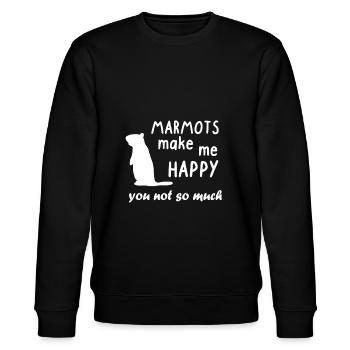 Marmotte Happy Renard Alpes Montagnes Nature cadeau - Sweat bio CHANGER Stanley/Stella Unisexe - noir - Devant - Nik (191cm) & Marisol (170cm)