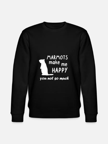 Murmeltier Happy Spruch Alpen Berge Natur Geschenk - Stanley/Stella Unisex Bio-Sweatshirt CHANGER  - Schwarz