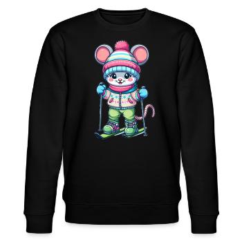 Cute Skier Mouse - Stanley/Stella Unisex Bio-Sweatshirt CHANGER  - Schwarz - Vorne - Nik (191cm) & Marisol (170cm)