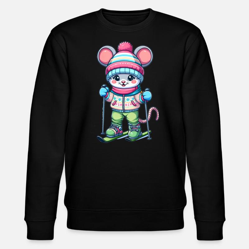 Souris skieuse mignonne - Sweat bio CHANGER Stanley/Stella Unisexe - noir