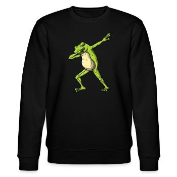 Dab tanzende Kröte im Frosch Teich Naturshirt - Stanley/Stella Unisex Bio-Sweatshirt CHANGER  - Schwarz - Vorne - Nik (191cm) & Marisol (170cm)