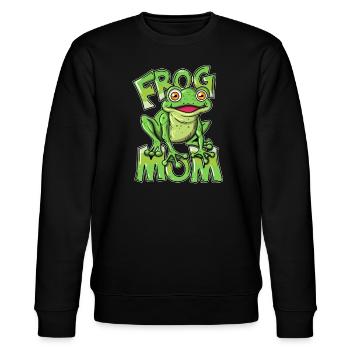 Frosch Mama Kröte Gartenteich Fischteich Frog Mom - Stanley/Stella Unisex Bio-Sweatshirt CHANGER  - Schwarz - Vorne - Nik (191cm) & Marisol (170cm)