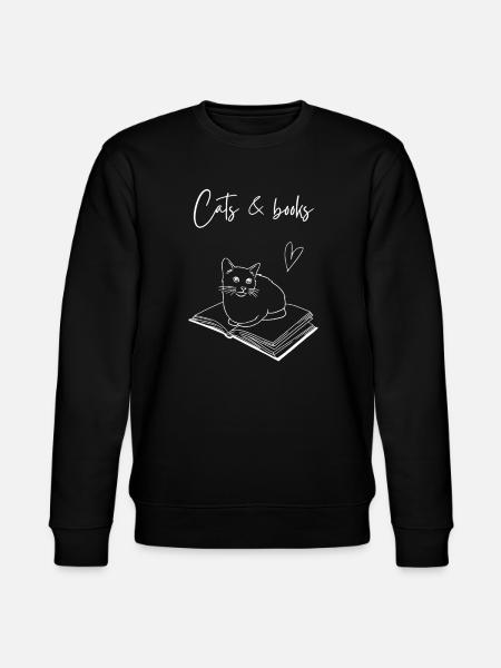 Katze Buch lesen Geschenkidee - Stanley/Stella Unisex Bio-Sweatshirt CHANGER  - Schwarz