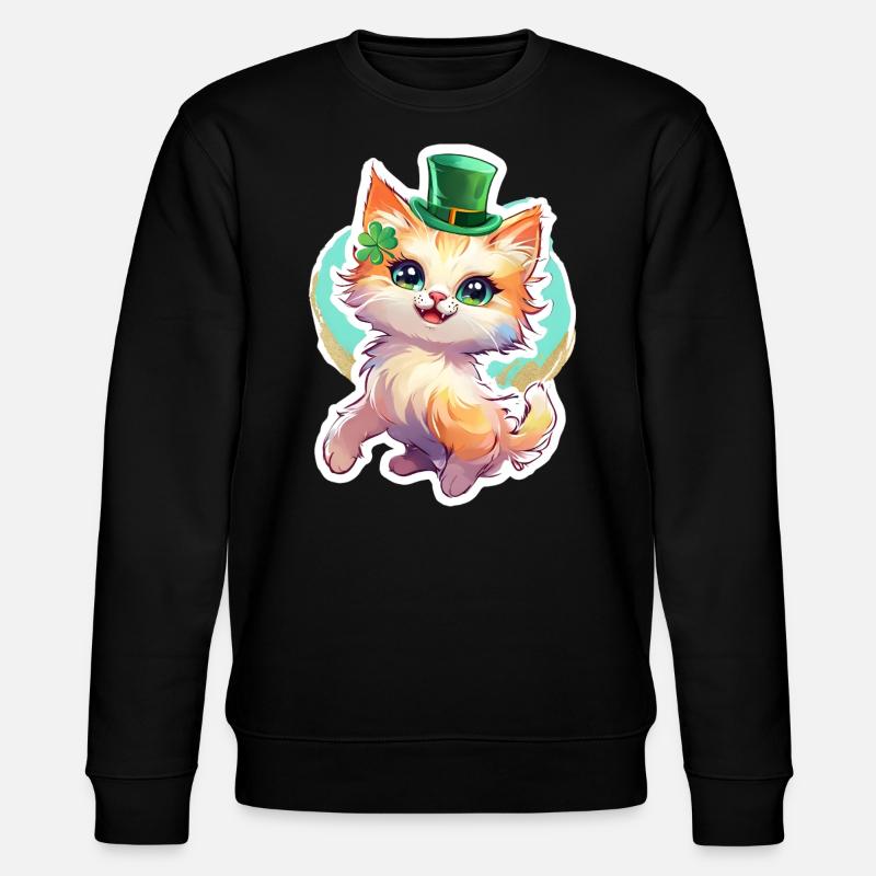 St. Patrick's Day Katze Geschenk - Stanley/Stella Unisex Bio-Sweatshirt CHANGER  - Schwarz